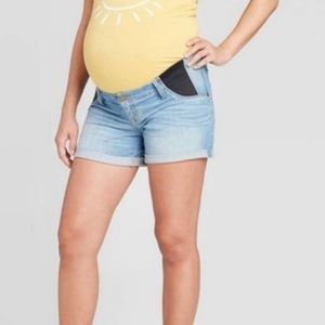 NWT Isabel Maternity Midi Jean Shorts Light Wash Denim size 12